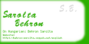 sarolta behron business card